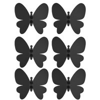 Kit 6 Ganchos Cabideiros de Parede Borboleta Pendurar Roupas Closet Provador Luft Masutti Preto