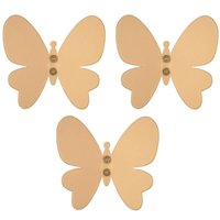Kit 3 Cabideiros Borboleta Dourada Ganchos de Parede Decorar Organizar Acessórios Roupas