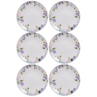Conjunto 6 Pratos Sobremesa Tramontina Aura Porcelana Decorada 19cm Cozinha Servir Doces Tortas