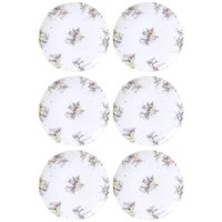 Jogo 6 Pratos Sobremesa Porcelana Decorada Tramontina Fogli 19cm Doces Tortas Mesa Posta