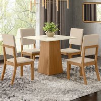 Mesa de Jantar 4 Lugares Dora Nature/Off White/Linho - Henn