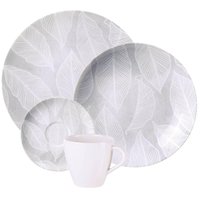 Aparelho de Jantar 24 Peças em Porcelana Decorada Tramontina Arbo Pratos Xícaras Pires 6 Pessoas