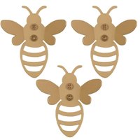 3 Cabideiros de Parede Abelha Dourada Ganchos para Pendurar Roupas Bolsas Mochilas Multiuso