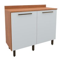 Balcão Gabinete de Cozinha 2 Portas Com Tampo 1,20m Grécia Madeirado/Off White