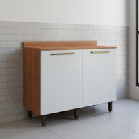 Balcão Gabinete de Cozinha 2 Portas Com Tampo 1,20m Grécia Madeirado/Off White