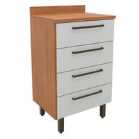 Balcão Gabinete de Cozinha 4 Gavetas com Tampo Grécia Madeirado/Off White