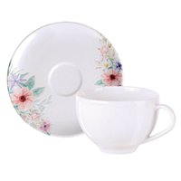 Xícara e Pires Chá Café Tramontina Floratta 250ml Porcelana
