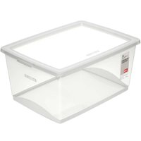 Kit de 12 Caixas Organizadoras Plástica 60L Empilháveis com Tampa My Closet Ordene Multiuso Transparente