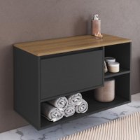 Balcão Gabinete Suspenso Banheiro 80 Barcelona Grafite