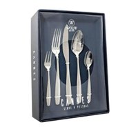 Faqueiro Cannes Wollf 30 Peças Aço Inox Jogo Talheres Garfos Facas Colheres Liso 6 Pessoas