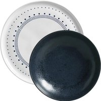 Conjunto Pratos Rasos Fundos Porto Brasil Cerâmica Artesanal Bio Astral Night Blue 12 Peças