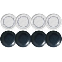 Jogo Mesa Posta Pratos Rasos e Fundos Cerâmica Porto Brasil Orgânico 4 Pessoas Azul