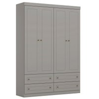 Guarda Roupa Infantil 4 Portas 159 cm Americano Cinza Henn