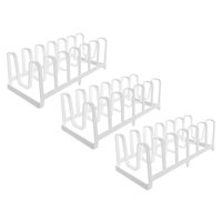 Kit 3 Suportes Organizadores de Tampas de Panela Multiuso OU Cozinha Tábuas Copos Formas Branco