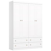 Guarda Roupa Infantil 4 Portas 159 cm Americano Branco Henn