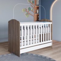 Berco Mini Cama Grade Fixa 133X68 cm Bala De Menta Rustico Branco Henn