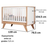 Berco Mini Cama Grade Fixa 139X79 cm Confete Branco Jequitiba HP Henn