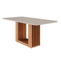 Mesa de Madeira Ariela 180 Cm com Vidro Cinamomo/Off White - Cimol