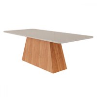 Mesa de Madeira Helena 210 Cm com Vidro Cinamomo/Off White - Cimol
