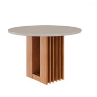 Mesa de Madeira Ariela 110 Cm com Vidro Cinamomo/Off White - Cimol