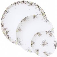 Jogo de Pratos Fogli Tramontina 12 Peças Porcelana Decorada Rasos Fundos Sobremesa