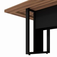 Mesa Reunião Retangular Com 01 Caixa De Tomadas Pé Quadro 200 Nogal Preto