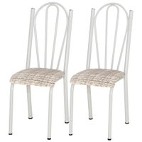 Kit 02 Cadeiras Tubular America 021 Branco Assento Rattan ARTEF