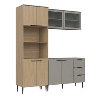 Cozinha Lavinia 3 Peças Com Aéreo De Vidro Imperial Fume J Carvalho