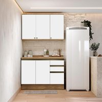 Armário de Cozinha Compacta 100% MDF 120cm Nogueira/Branco Celeste Kappesberg