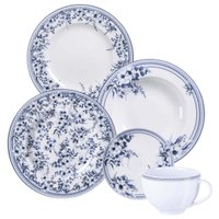 Aparelho de Jantar Azzura 30 Peças Porcelana Tramontina Azul Decorada 6 Pessoas
