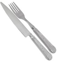 Talheres Aço Inox 2 Peças Prateados Garfo e Faca de Churrasco Refeição Servir