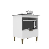 Balcão Cooktop Iara 4 Bocas Branco Tampo Preto J Carvalho