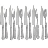 Faqueiro Nobre 12 Peças Churrasco Prateado Garfos e Facas Aço Inox Jantar Churrascaria