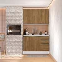Armário de Cozinha Compacta 100% MDF 120cm Branco/Nogueira Celeste Kappesberg