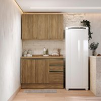 Armário de Cozinha Compacta 100% MDF 120cm Nogueira Celeste Kappesberg