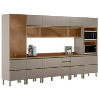 Cozinha Modulada 8 Pecas 370 cm Vidro DP3701 Nogueira Nude Prime Demartez