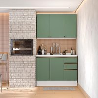 Armário de Cozinha Compacta 100% MDF 120cm Branco/Verde Celeste Kappesberg