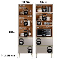 Cozinha Modulada 6 Pecas 310 cm Ripado DP3102 Nogueira Nude Prime Demartez