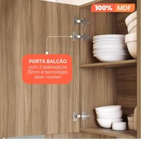 Armário De Cozinha Completa 100% Mdf de 10 Portas 8 Gavetas Raissa Nesher