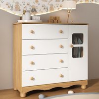 Cômoda Infantil 95cm 1 Porta com Vidro e 4 Gavetas Luna Multimóveis MP4414