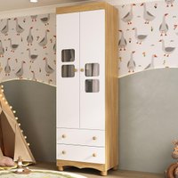 Guarda-roupa Infantil 62cm 2 Portas com Vidro e 2 Gavetas Luna Multimóveis MP4411