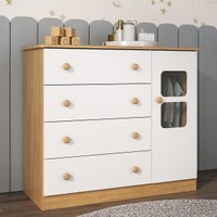 Cômoda Infantil 95cm 1 Porta com Vidro e 4 Gavetas Brisa Multimóveis MP4428