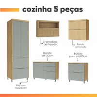 Armário De Cozinha Completa 100% Mdf 7 Portas 6 Gavetas Mariah Nesher