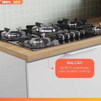 Armário De Cozinha Completa 100% MDF 7 Portas 7 Gavetas Madeirado/Branco Mariah Nesher