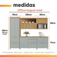 Armário De Cozinha Completa 100% Mdf 6 Portas 6 Gavetas Madeirado/Verde Mariah Nesher