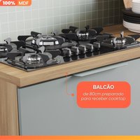 Armário De Cozinha Completa 100% MDF 5 Portas 4 Gavetas Mariah Nesher - Madeirado/Verde