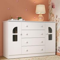 Cômoda Infantil 125cm 2 Portas com Vidro e 4 Gavetas Amora Multimóveis MP4511