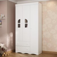 Guarda-roupa Infantil 92cm com Vidro 3 Portas e 2 Gavetas Liz Multimóveis MP4513