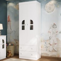 Guarda-roupa Infantil 62cm 2 Portas com Vidro e 2 Gavetas Amora Multimóveis MP4507