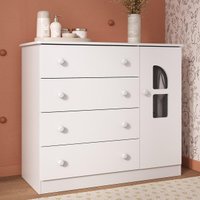 Cômoda Infantil 95cm 1 Porta com Vidro e 4 Gavetas Amora Multimóveis MP4510